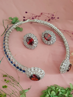 Sparkling Luxurious Handcrafted Polki Necklace Choker Set, Indian Luxurious Polki Jewelry Set, Bollywood Handmade Polki Necklace Set, Celebrities Polki Jewelry, Indian Polki Jewelry Set - Libasaa.com