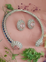 Sparkling Luxurious Handcrafted Polki Necklace Choker Set, Indian Luxurious Polki Jewelry Set, Bollywood Handmade Polki Necklace Set, Celebrities Polki Jewelry, Indian Polki Jewelry Set - Libasaa.com