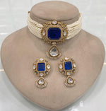 Pakistani Square Polki Choker Earrings Set, Indian Polki Choker Set, Wedding Polki Jewelry Set, Indian Jewelry Set, Bollywood Polki Choker Set, Jaipuri Jewelry Set - Libasaa.com