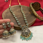 Wedding Jaipuri Floral Necklace Earrings Set, Indian Traditional Jewelry Set, Rajsthani Necklace Set - Libasaa.com
