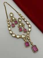 Bridal Kundan Necklace Matching Drops Earrings Set, Indian Kundan Jewelry Set, Pakistani Statement Necklace Set, Wedding Necklaca Set - Libasaa.com