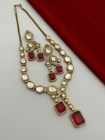 Bridal Kundan Necklace Matching Drops Earrings Set, Indian Kundan Jewelry Set, Pakistani Statement Necklace Set, Wedding Necklaca Set - Libasaa.com