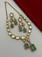 Bridal Kundan Necklace Matching Drops Earrings Set, Indian Kundan Jewelry Set, Pakistani Statement Necklace Set, Wedding Necklaca Set - Libasaa.com