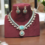 Rajsthani Teardrop Polki Necklace Earrings Set, Jaipuri Polki Indian Jewelry, Celebrity Polki Necklace Set, Traditional Polki Jewelry Set, Bollywood Polki Jewelry Set - Libasaa.com