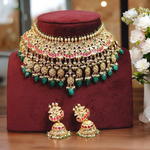 Layered Meenakari Indian Choker Jhumki Set, Meenakari Bridal Jewelry Set, Pakistani Meenakari Choker Jhumki Set, Bridal Choker Set, Indian Jewelry Set - Libasaa.com