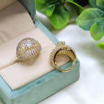 Royal Sparkling Zircon Silver-Plated Bridal Ring Set Designer Statement Jewelry for Weddings & Parties - Libasaa.com