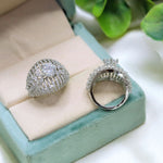 Royal Sparkling Zircon Silver-Plated Bridal Ring Set Designer Statement Jewelry for Weddings & Parties - Libasaa.com