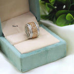 Gold-Plated Wide Band CZ Ring with Marquise & Round Stones – Statement Bridal Ring - Libasaa.com