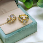 Gold-Plated Solitaire CZ Ring with Baguette Accents – Elegant Bridal & Party Jewelry - Libasaa.com