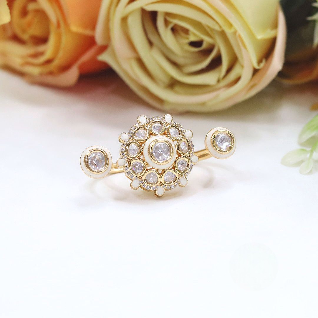 Red Enamel Kundan Adjustable Ring – Traditional Ethnic Jewelry - Libasaa.com