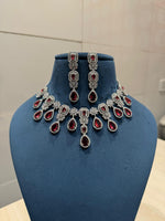 Riya American Diamond Emerald Wedding Necklace CZ Bridal Choker Elegant AD Necklace - Libasaa.com