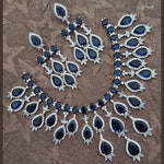 Shabnam American Diamond Emerald Wedding Necklace with EarringsCZ Ethnic Premium Design Necklace Earrings - Libasaa.com