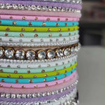 Bollywood Multicolor Silver Kundan Bangle Set