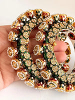 Rajwadi Judau Kundan Kada Set, Rajwadi kada, Pachali bangles , Meenakari Kada, Indian Wedding jewelry, Kundan bridal bangles Set, Set of 2 - Libasaa