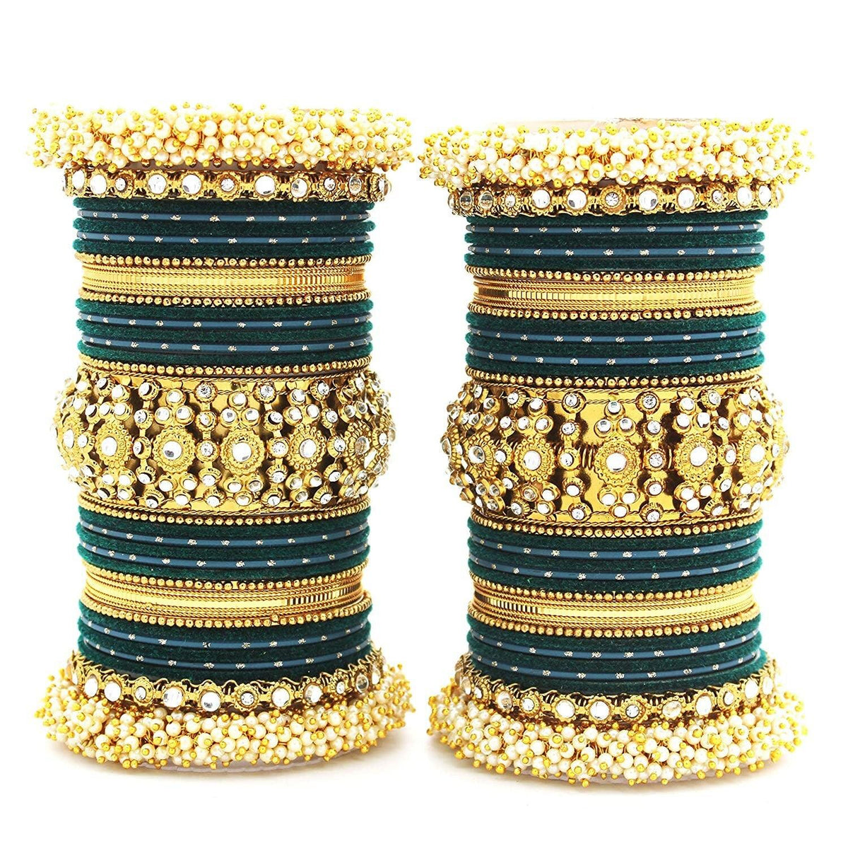 Indian bangle set, Wedding bangles, Indian bangles, Traditional Indian jewelry, Brass Metal and Stone Bridal Bangle Set for Women