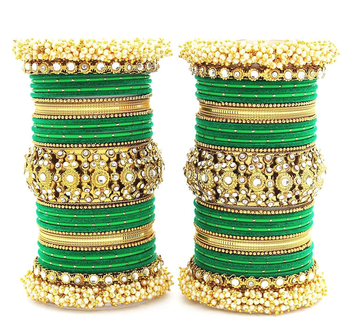 Indian bangle set, Wedding bangles, Indian bangles, Traditional Indian jewelry, Brass Metal and Stone Bridal Bangle Set for Women