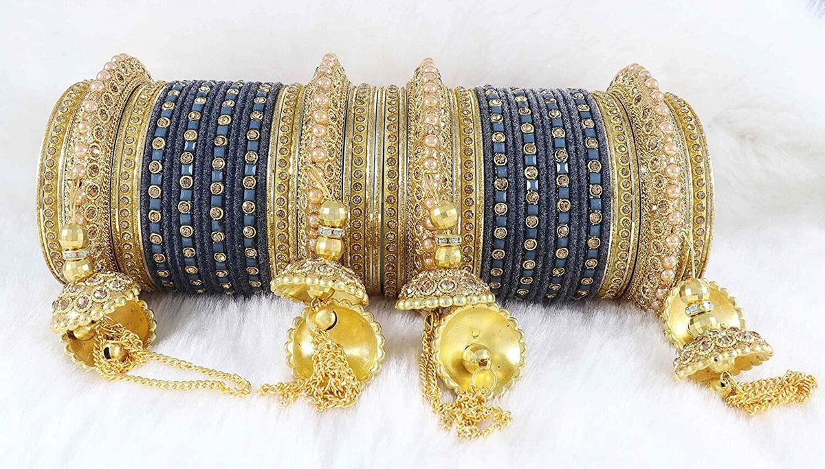 Bollywood Polki Kundan finish Jhumka Pearl Bangles Set(2 PC) Punjabi Pearl bangles Bridal bangles/ wedding indian jewelry