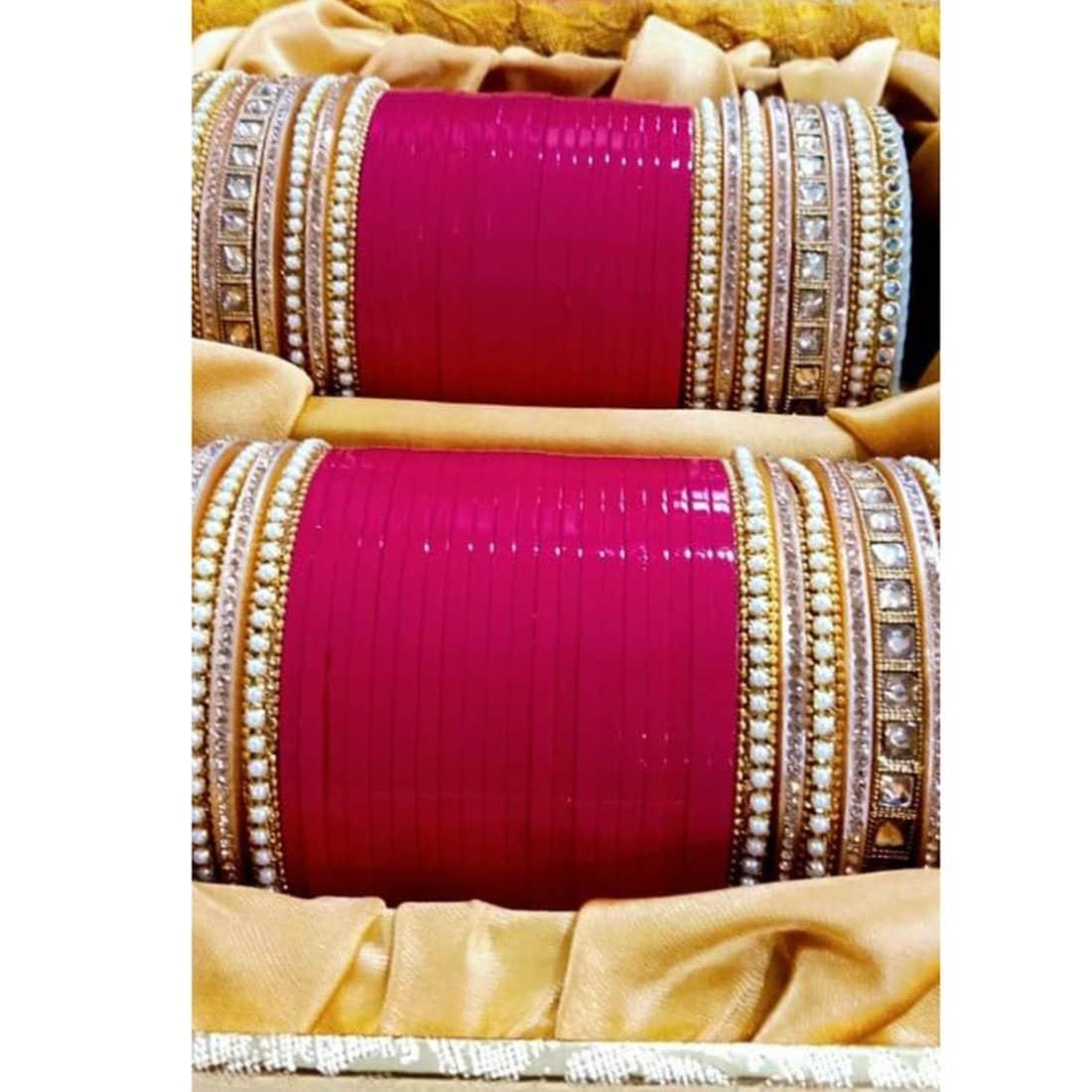 Pink Bridal Punjabi Choora Wedding Wear Chuda Set for Indian