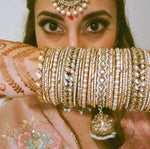 Handmade Indian Bangle with Pearl Stone work Wedding Bangle Set, Traditional Indian jewelry gift, Bridal bangles, Wedding Jewelry