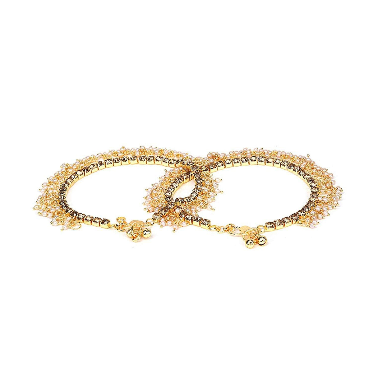 Antique Traditional Pearl Stone Fancy Gold Plated Payal/Anklet/Pajeb/Payjeb/Painjan/Ghungroo/Anklet Bracelet for Women