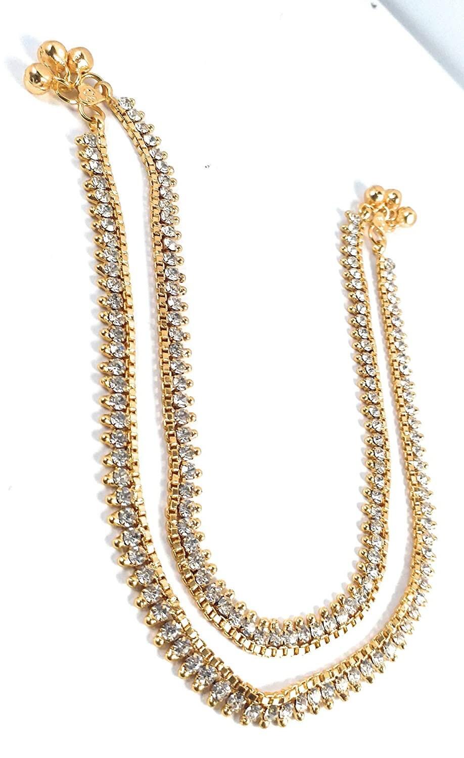 Gold Plated & Brass Stylish Kolusu Ghungroo Golden Anklets, Handcrafted Anklets, Indian anklet, Gold ankle bracelet pair for women