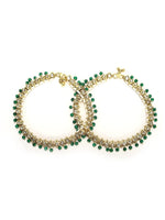 Traditional Gold Plated Kundan & Pearls/Beads Adjustable Pair Of Bridal Anklets Indian Payal, Bollywood Jewelry, Set for Women and Girls