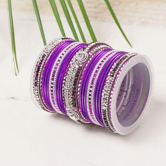 Indian bangle set , Bridal bangles, Metal bangles, Shinning Metal Lac Bangle Set, Traditional Bangle Set for Women, Bollywood Bracelet Set