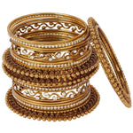 Silver & Golden Traditional Bangles Set, 18 antique silver golden plated bangles, Wedding bangles, Indian Jewelry