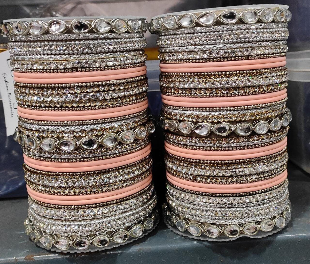Matte finish Bangle Set with Metal kadas and Stones work, Wedding bangles, Indian Jewelry, Bridal Bangles Wedding Navratri Bollywood Bangles