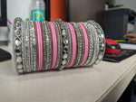 Matte finish Bangle Set with Metal kadas and Stones work, Wedding bangles, Indian Jewelry, Bridal Bangles Wedding Navratri Bollywood Bangles