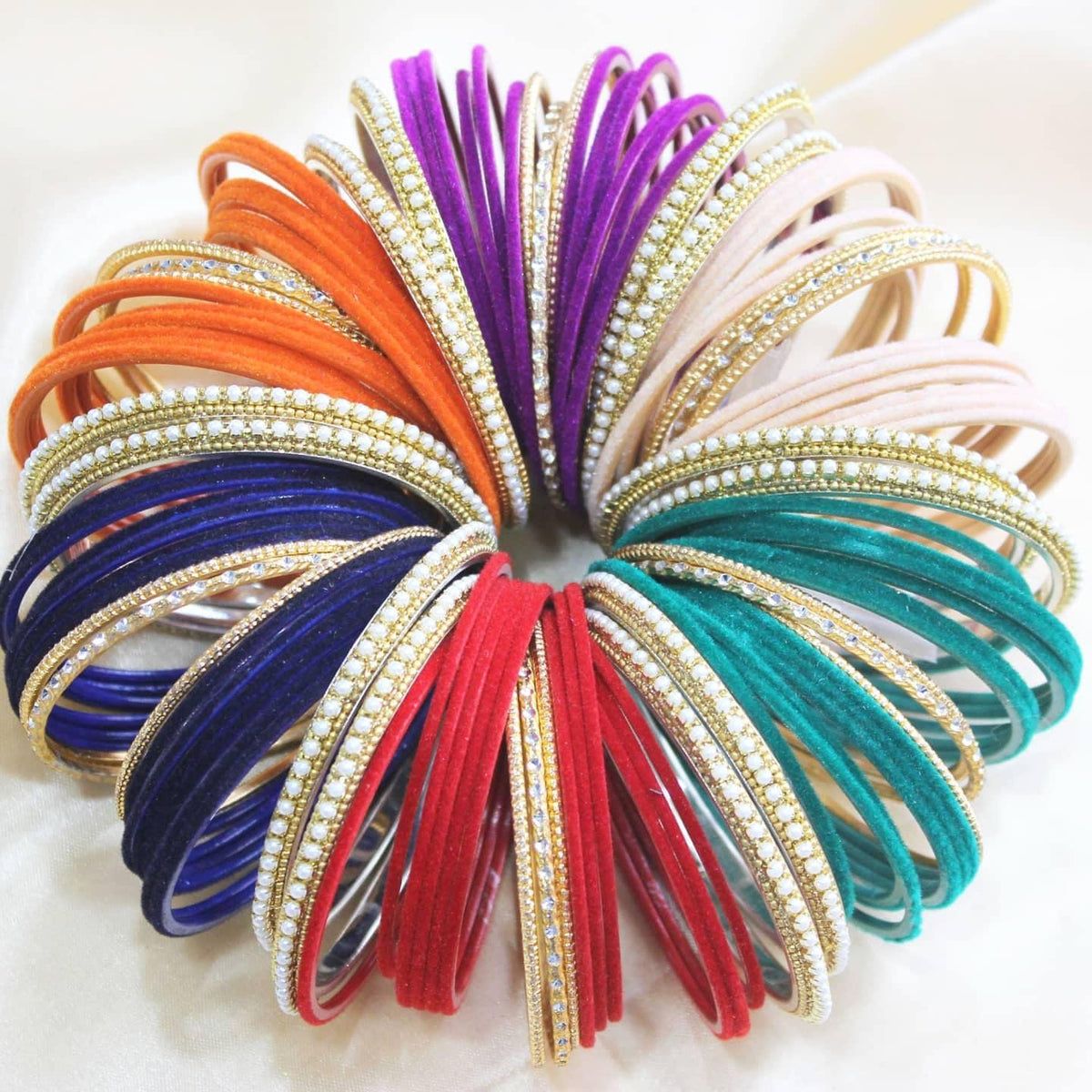 Indian Bangle Set, Indian Bangles, Velvet Bangles, Matte Bangle Set Pack of 6 Colors, Colorful Bangle Bunch for Women