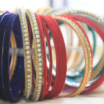 Indian Bangle Set, Indian Bangles, Velvet Bangles, Matte Bangle Set Pack of 6 Colors, Colorful Bangle Bunch for Women