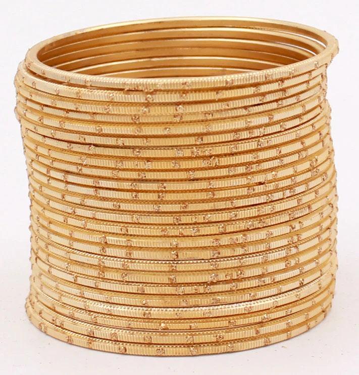 Indian Bangles, 24 Dual tone Golden Glitter Bangle Set, Indian Jewelry, Bridal Bangles, Indian Bangles, Bollywood Jewelry, Chudiyan