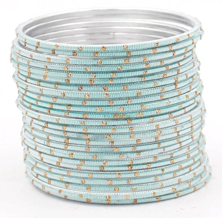 Indian Bangles, 24 Dual tone Golden Glitter Bangle Set, Indian Jewelry, Bridal Bangles, Indian Bangles, Bollywood Jewelry, Chudiyan
