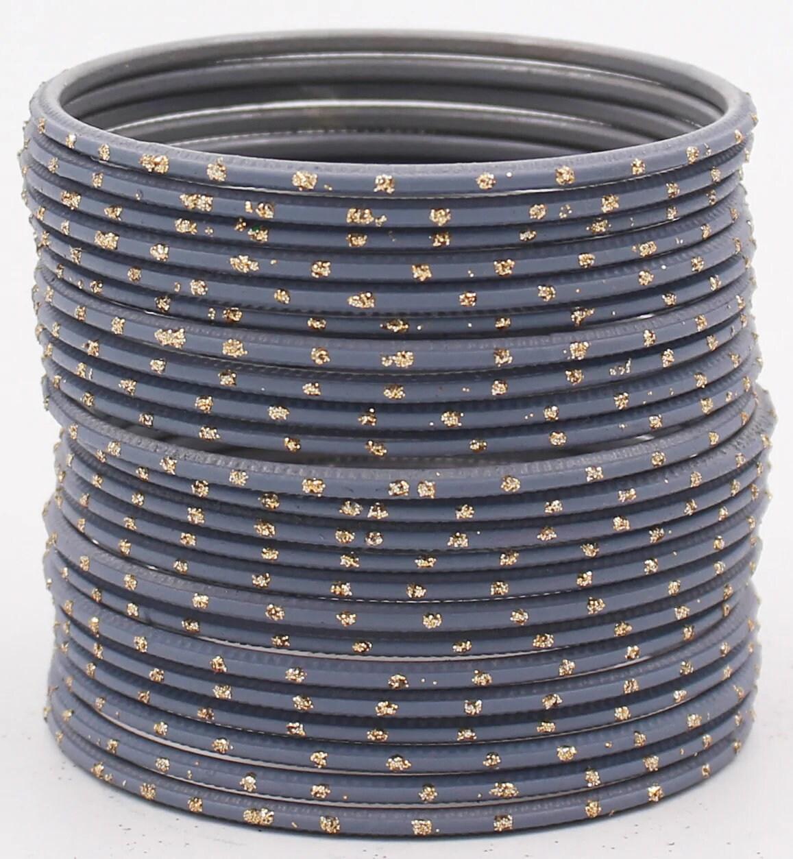 Indian Bangle Set 24 Plain Matte Textured Bangles, Metal Bangles Indian Jewelry / Bangles Bridal Bangles for Women