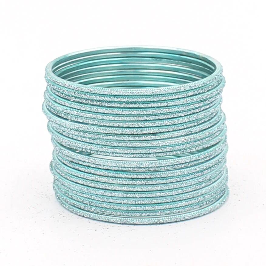 Indian Bangles, 24 Glitter Flat Shape Bangle Set , Indian Jewelry, Bridal Bangles for Women, Indian Bangles, Bollywood Jewelry