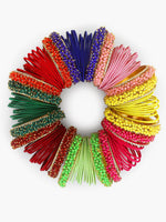 Indian Bangles Set / Bridal Bangles Set / Indian Jewelry / Bridal Bangles / Traditional Bangles / Gajra Kada & Velvet Colorful Bangles Set