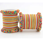 Traditional Velvet Chuda Indian Bangle Set With Pearl Kada For Women & Girls Indian Bollywood Jewelry for Wedding / Festivals / Ceremonial