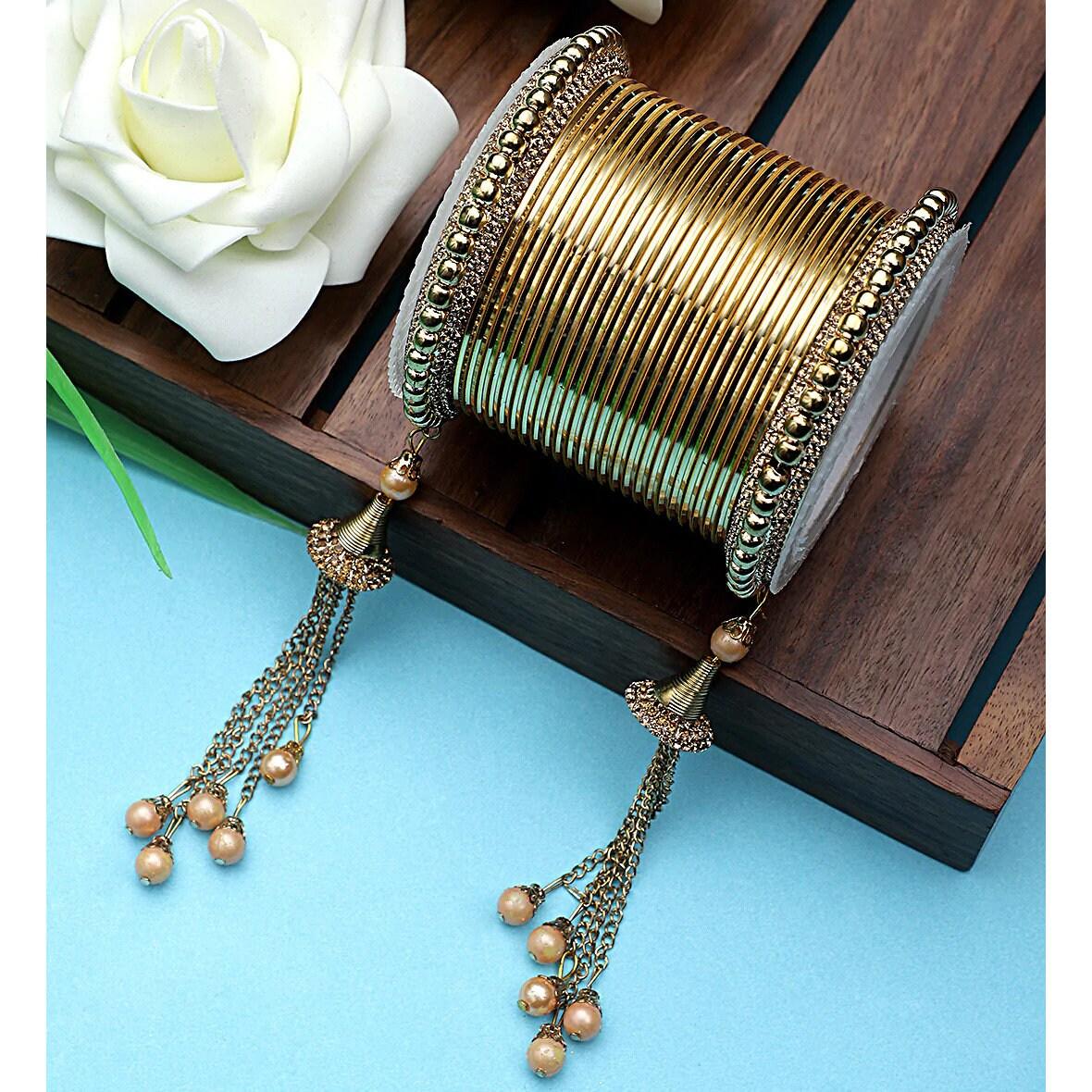 Shinning Ghungroo Bangle Set With Silver Tassel Bangles, Latkan Wedding Bangles for Girls, Lightweight Jewelry Bridal Bangles