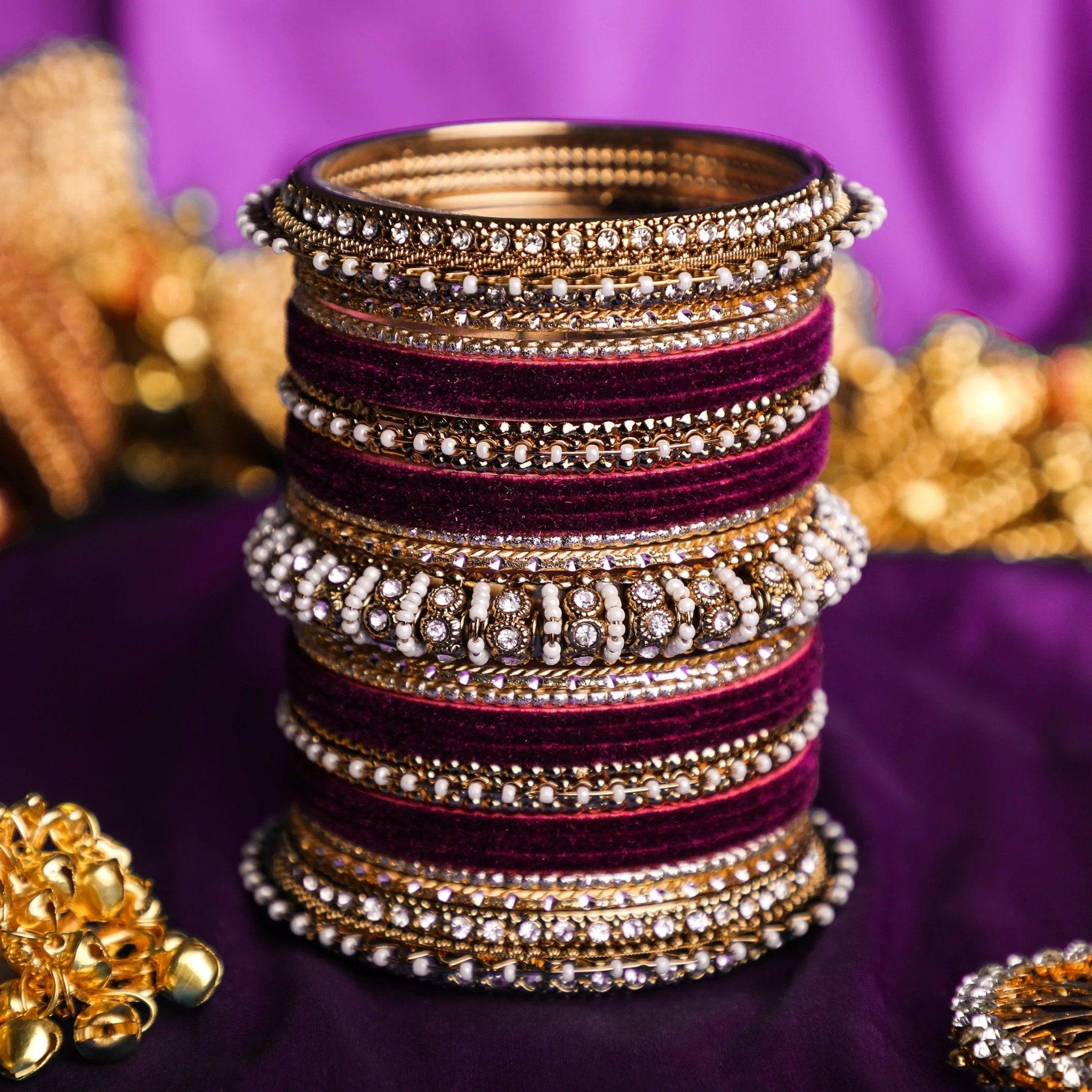 Indian Velvet Bangles Set Designer Bangles Set–