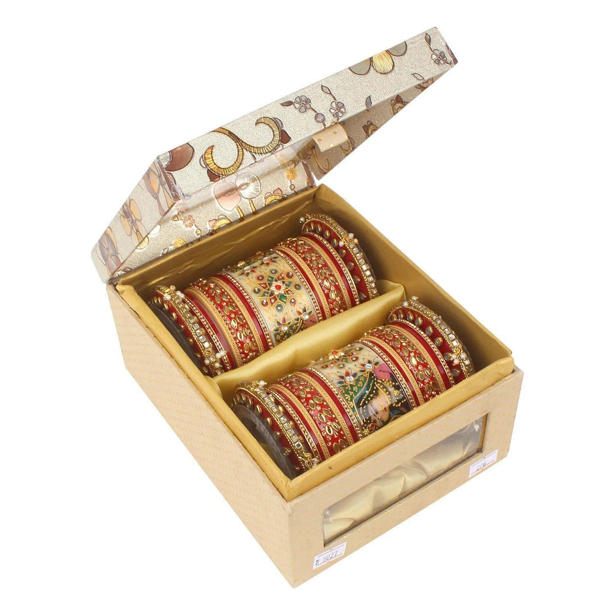 Radha Krishna Rajwadi chuda, Bridal chuda, Dulhan Bridal Art Stones Bangles Set, Jaipur Rajasthani Indian chura, Red Green Chura Set