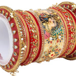 Radha Krishna Rajwadi chuda, Bridal chuda, Dulhan Bridal Art Stones Bangles Set, Jaipur Rajasthani Indian chura, Red Green Chura Set