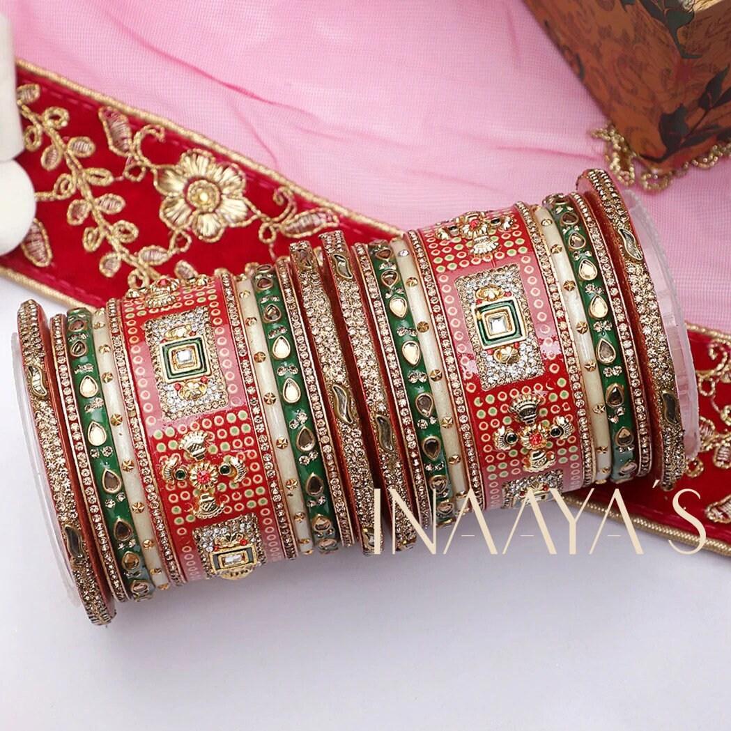 Rajasthani Dulhan Bridal Stones Bangles Set–