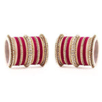Indian Velvet Bangles Set Designer Bangles Set Choora Bangles Pearl & Kundan Bridal Bangles Set Wedding jewelry (Set of 2)