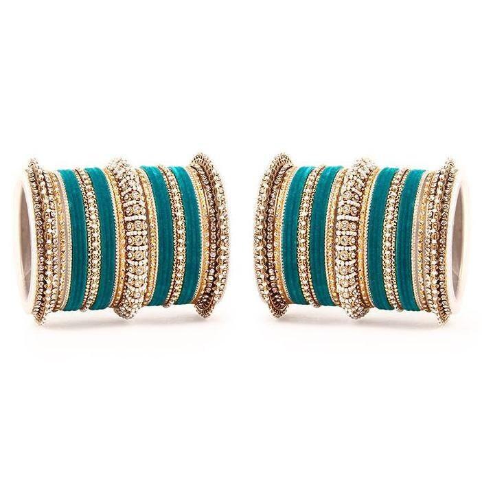 Indian Velvet Bangles Set Designer Bangles Set Choora Bangles Pearl & Kundan Bridal Bangles Set Wedding jewelry (Set of 2)