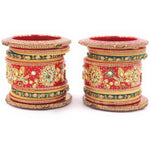 Rajwadi chuda, Bridal chuda, Dulhan Bridal Art Stones Bangles Set, Jaipur Rajasthani Indian chura, Red Green Chura Set Indian for Women