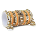 Traditional Mirror Velvet Bangles Set with Jhumki, Wedding Bangles, Traditional wedding jewelry, Brass Metal Mirror Bridal Bangles Set