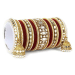 Traditional Mirror Velvet Bangles Set with Jhumki, Wedding Bangles, Traditional wedding jewelry, Brass Metal Mirror Bridal Bangles Set