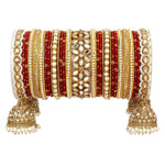 Bridal Thread Bangles Set with Golden Pearl Tassel Bangle Latkan and Mirror Kada Lightweight Jewelry Wedding Bangles, Bridesmaid Gift