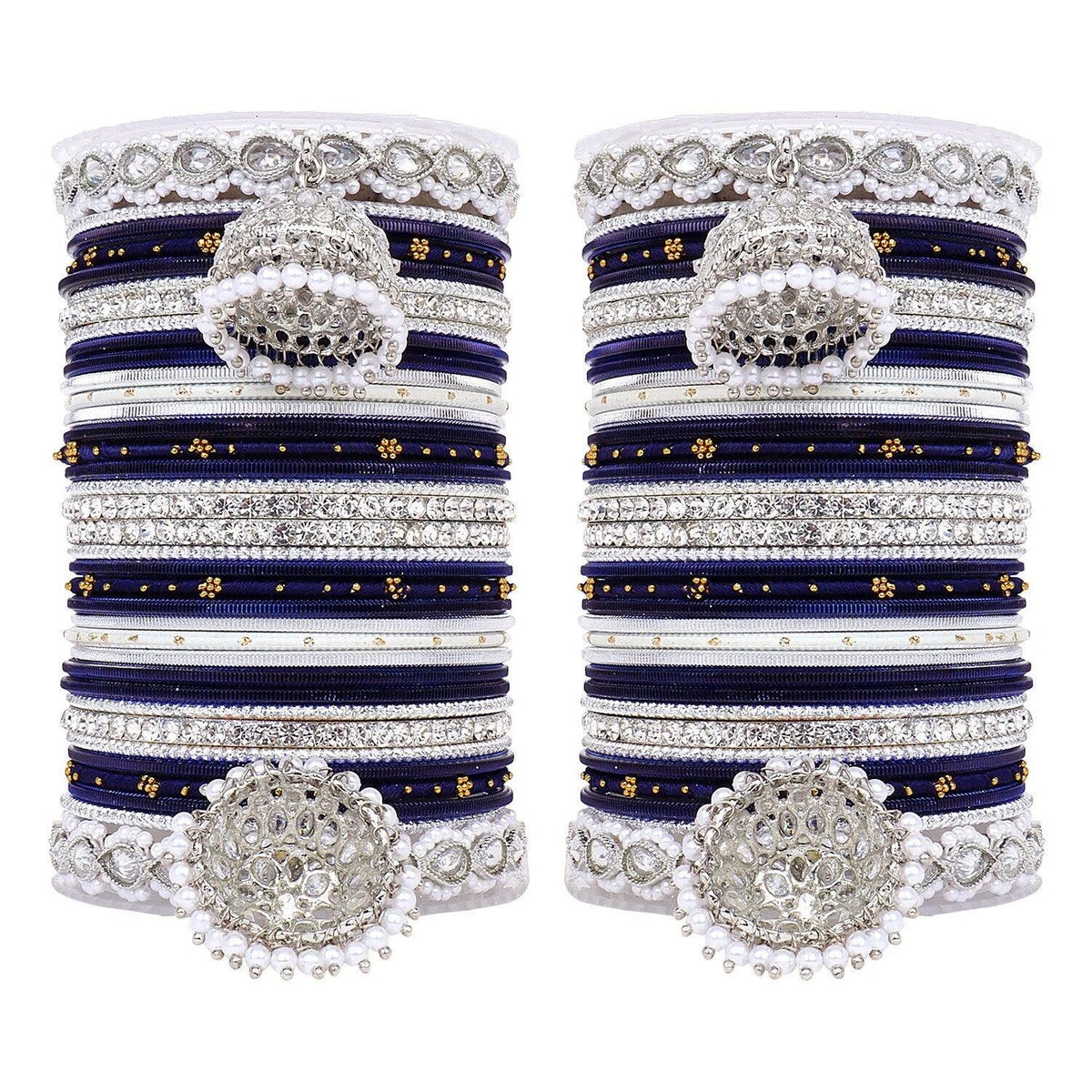 Pastel Bridal Bangle Set with Silver Kundan Jhumki, Indian wedding Tassel Bangles Set Woman Jewelry Bangle Set